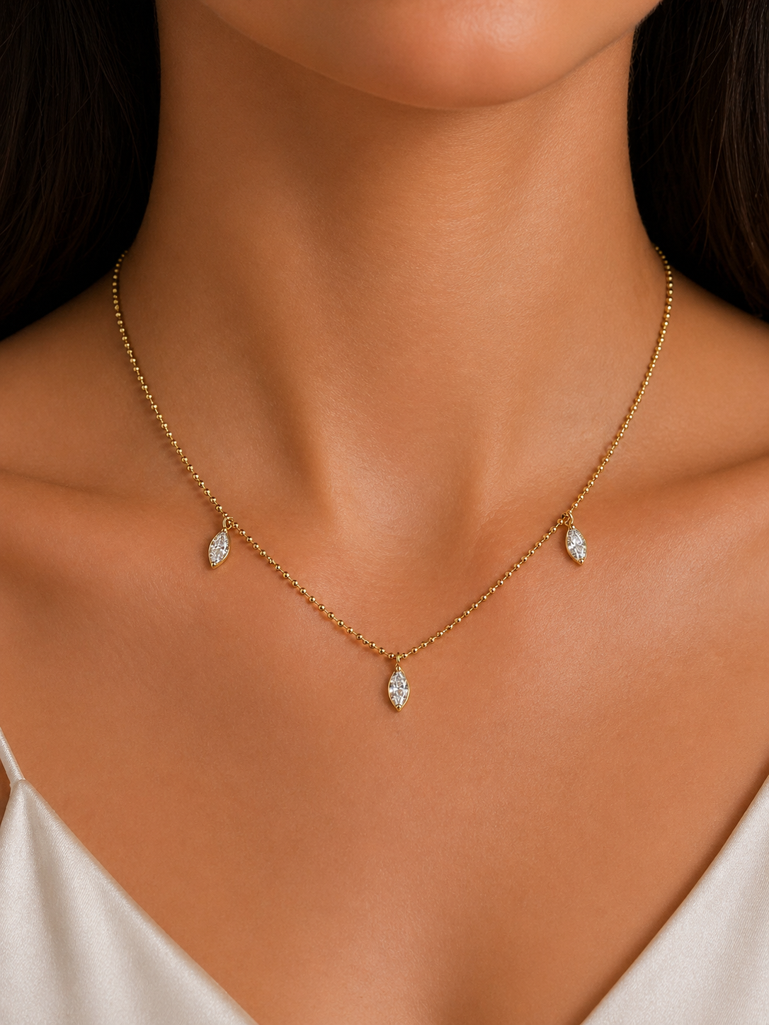 0.34  Carat Marquise  Diamond Necklace